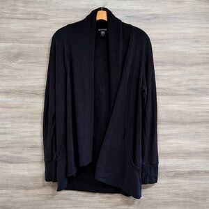 Athleta Pranayama Restore Wrap Women’s M Open Cardigan Layered Athleisure Black